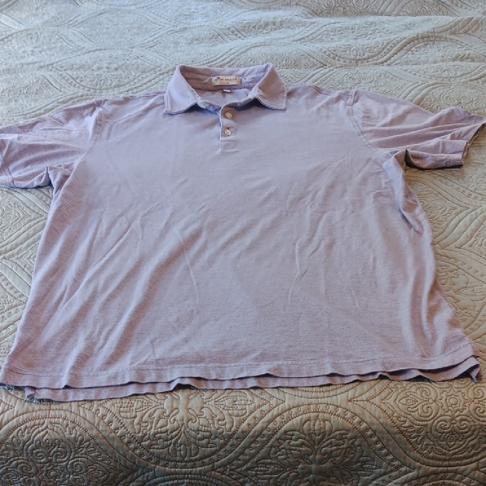 Peter Millar Crown Soft Silk Blend Men's Light Purple‎ Polo Shirt Large